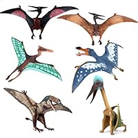 6 Piece Pterosaur Pterodactyl Anhanguera Quetzalcoatlus Hatzegopteryx Pterodactylus Realistic Figure Dinosaur Model Toys Highly Detailed Collector Decor Gift for Adult