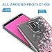 Samsung Galaxy J8 2018 Case with Tempered Glass Screen Protector, Rosebono Quicksand Glitter Sparkly Bling Liquid Shiny Clear Soft TPU Bumper Protective Cover for Samsung J8 (Pink)
