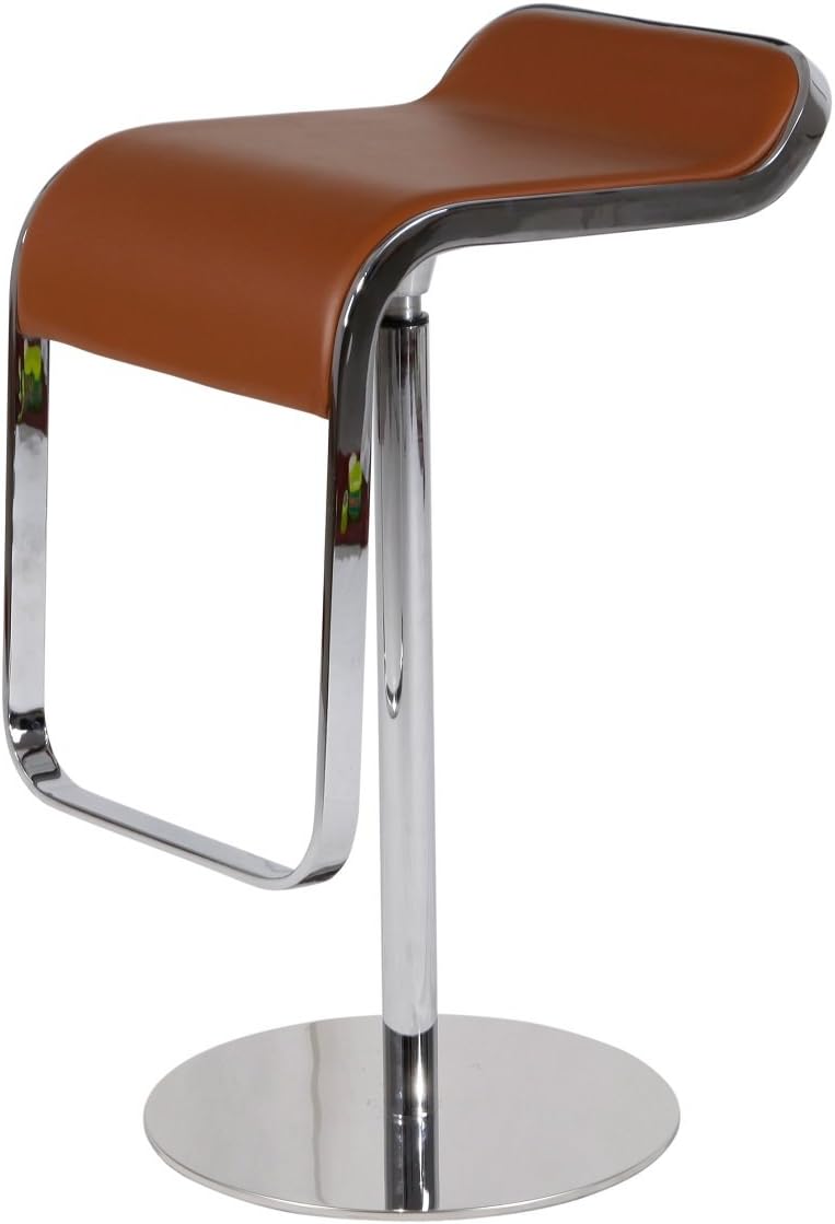 MLF LEM Style Piston Bar Stool in Top Italian Leather, Adjustable (27.2"-33.1") Brown