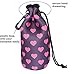 water bottle sleeve with clip, Carrier Cover Neoprene Water Bottle Drawstring Insulator Cooler Sleeve bag (Rose Red)
