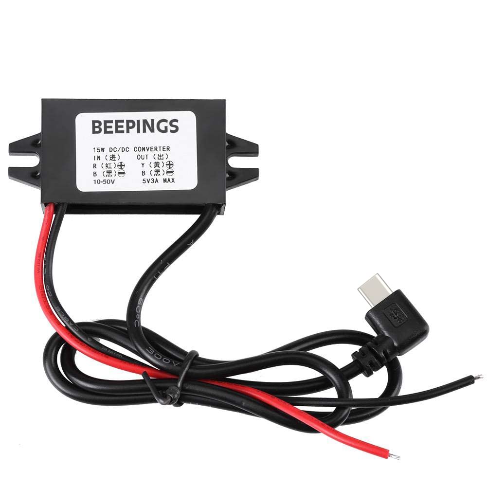10V-50V USB-C 5V Angle Converter to connect Beepings GPS Tracker to vehicle power supply, so that GPS tracker no longer needs to be charged when the battery runs out.