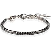 CASVIA Serpentine Edge Men's Bracelet - Handcrafted Original Design Hematite Snake Bone Chain, Durable Steel Core, Adjustable Dual-Clasp 6.89-8.8 Inches, Perfect Holiday Gift for Men Daily Work Outdoor