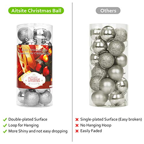 image for Aitsite 24 Pack Christmas Tree Ornaments Set 2.36 inches Mini Shatterp
