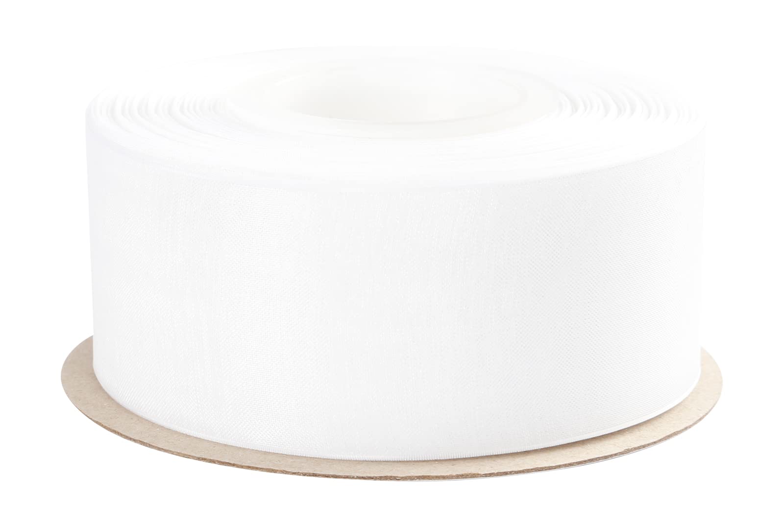 Joycrosso 38mm White Shimmer Sheer Organza Ribbon Sheer Chiffon Ribbon 45 Meters-Roll Multiple Colors Available for Gift Wrapping Wedding Events Christmas Décor