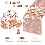 5 Pieces 12 by 108 Inch Wedding Royal Sequin Table Runner Rose Gold Table Runner for Party Decor Event Supplies Fabric