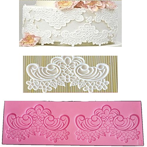 Anyana sugar edible scroll flower lace cake silicone Embossing Mat Texture fondant impression lace mat decorating mold gum paste cupcake topper tool icing candy imprint baking moulds sugarcraft