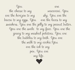 Amazon.com: You are the cheese to my macaroni cute love Vinyl Wall