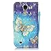 Galaxy S4 Case, Galaxy S4 Wallet Case, Firefish [Card Slots] [Kickstand] Flip Folio Wallet Case Synthetic Leather Shell Scratch Resistant Protective Cover for Samsung Galaxy S4 i9500-Butterfly