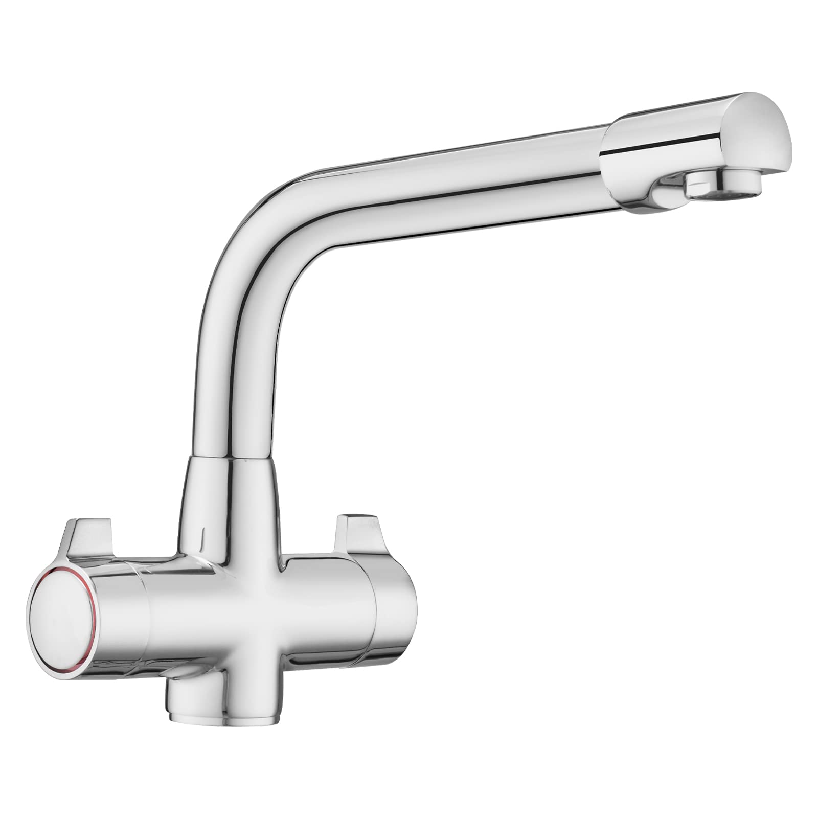 JASSFERRY Monobloc Brass Kitchen Sink Mixer Tap Quarter Turn Lever Handles Swivel Spout Polished Chrome