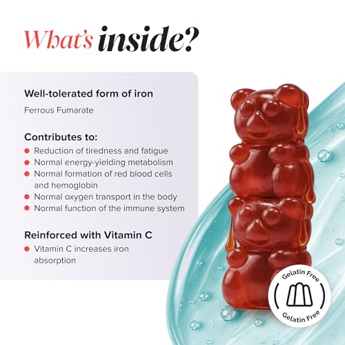 Kids Iron Gummies - Iron Supplements with Vitamin C - Energy & Immune System - Iron Gummies for Kids - Alternative to Iron Tablets for Kids - 30 Gummies - Vegan & Gluten-Free - Novomins