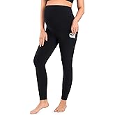 MOMANDA Maternity Workout Leggings with Pockets Over The Belly Pregnancy Yoga Pants Athletic Tights
