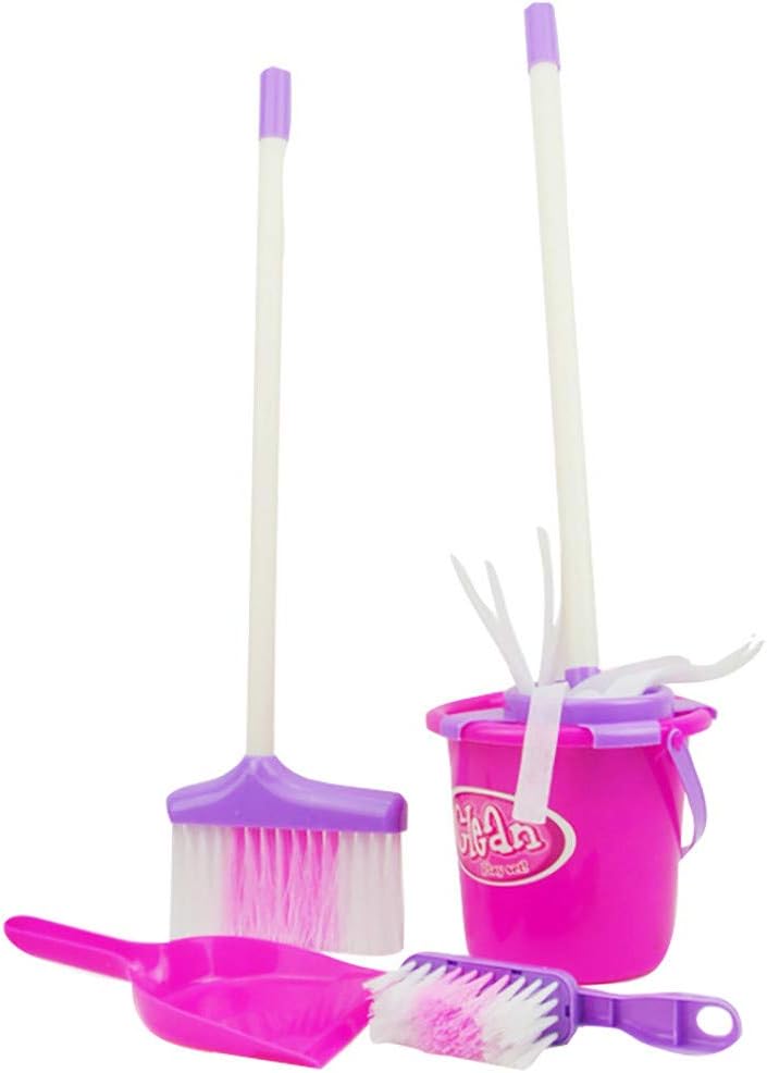 Dapei 5PCS Cleaning Tool Kids Household Cleaning Set Pretended Broom Dustpan Brush Toy Fun Play Game