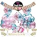 Gender Reveal Party Supplies; for Table Decor Designs Ideas with Giant Black Balloon, Pink, Blue and Gold Confetti, Balloons, Boy or Girl Banner, Photo Booth Props Sticks, Plus Cake Topper Bonus! (74 PCS)