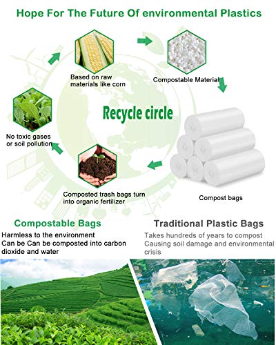 13-15 Gallon Tall Kitchen Trash Bags Compostable Trash bags 1.18Mils Unscented Trash Bags fit 55L Garbage Can White Heavy Duty Garbage Bags for Kitchen Garden Backyard Home