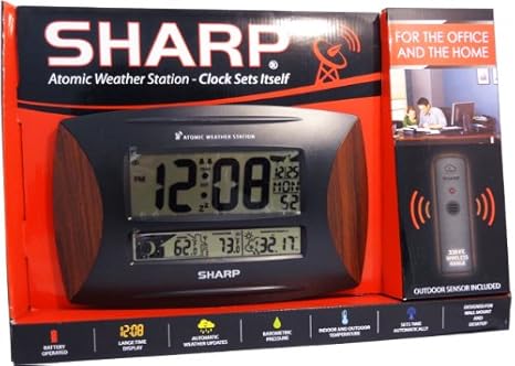 Amazon Com Sharp 79051 1 Atomic Weather Station With Wood Accent Home Kitchen