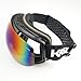 Kasliny Ski Goggles, Snow Goggles Snowboard Over Glasses Goggles for Men, Women & Youth - UV400 Protection and Anti-Fog - Double Grey Spherical Lens Comfortable for Skating Skiing Snowmobiles - Black