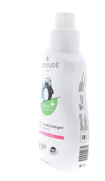 ATTITUDE BABY LAUNDRY DETERGENT, EWG VERIFIED, PLANT AND MINERAL-BASED FORMULA, HE COMPATIBLE, VEGAN HOUSEHOLD PRODUCTS, UNSCENTED, 35 LOADS, 35.5 FL OZ
