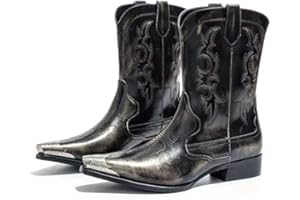 WEOOAR Cowboy Boots for Men Western Men's Boots with Classic Embroidered Slip Resistant Durable Fashionable Retro for Spring Fall