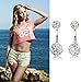Udalyn 8pcs Belly Button Rings for Women Girls Dangle Ball Navel Rings Body Jewelry Piercing 14G