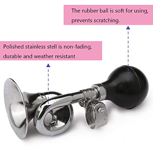 ezyoutdoor Cycling Bugle Bike Horn Aluminum Alloy Bicycle Bell Bicycle Horns Classic Clown Bugle Horn Metal Bike Bugle Trumpet Air Horn Mounting Bracket Vintage Metal Twist Loudspeaker Bike Bell