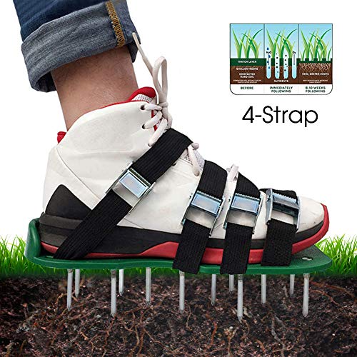 shsyue Lawn Aerator Shoes, 4 Adjustable Straps Universal Size ，4 Aluminum Alloy Buckles Spiked Aerating Lawn Sandals, 26 Nails for Aerating Your Lawn or Yard - Thumbnail 7