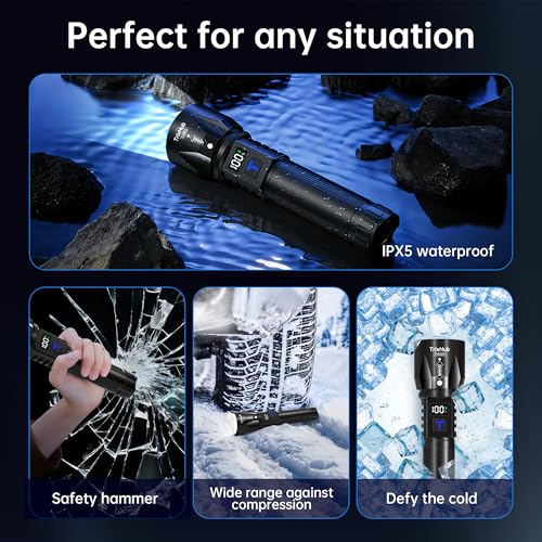 TrixHub Rechargeable LED Flashlights High Lumens 2Pack, Super Bright Zoomable Handheld Flash Light with LCD Digital Display, Powerful Emergency Linternas, Waterproof, Long Lasting, for Hiking Camping