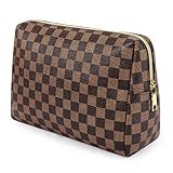 NabeCase Makeup Bag Clutch Cosmetic Bags Retro Cosmetic Pouch Toiletry Travel Organizer for Women, Cosmetics, Make Up Tools, Toiletries（Browm）