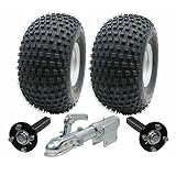 Parnells - Kit Rimorchio Quad ATV - 2 set di Pneumatici e Ruote, 20x10.00-8 + Mozzo/Assale a Snodo, Attacco a Perno - Diametro 500 mm, Larghezza 236 mm, 900 kg - Wanda 4 Strati, 900 kg