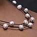 Freshwater Pearl Choker Cultured Pearl on 2 Strand Leather Necklace Collar Costume Jewelry for Women 16’’ Black