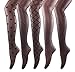 CozyWow Womens Black Sheer Patterned Jacquard/Fishnet Pantyhose Tights (5all)