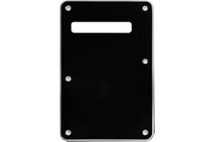 Phrilam 6 Holes Guitar Back Plate Cavity Cover Pickguard for Fender Standard Stratocaster Strat ST Modern Style Electric Guitar,Black 3ply