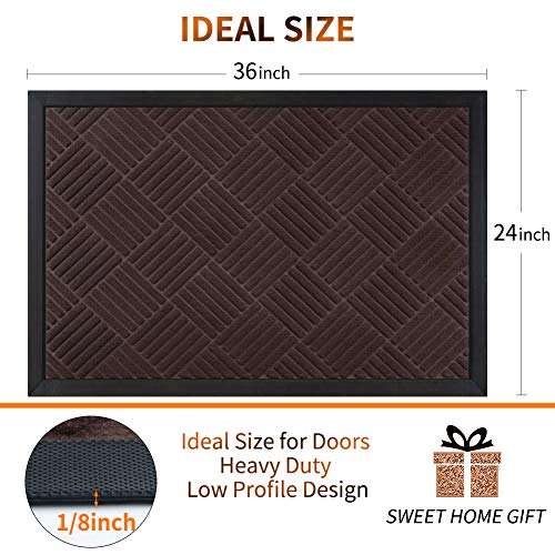 image for Mibao Durable Rubber Door Mat, Waterproof Non-Slip Easy Clean Low-Prof