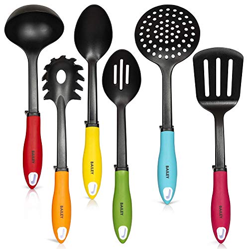 Bailey Kitchen Cooking Utensil Set- 6 Nylon Utensils With Chrome Stand - Thumbnail 7