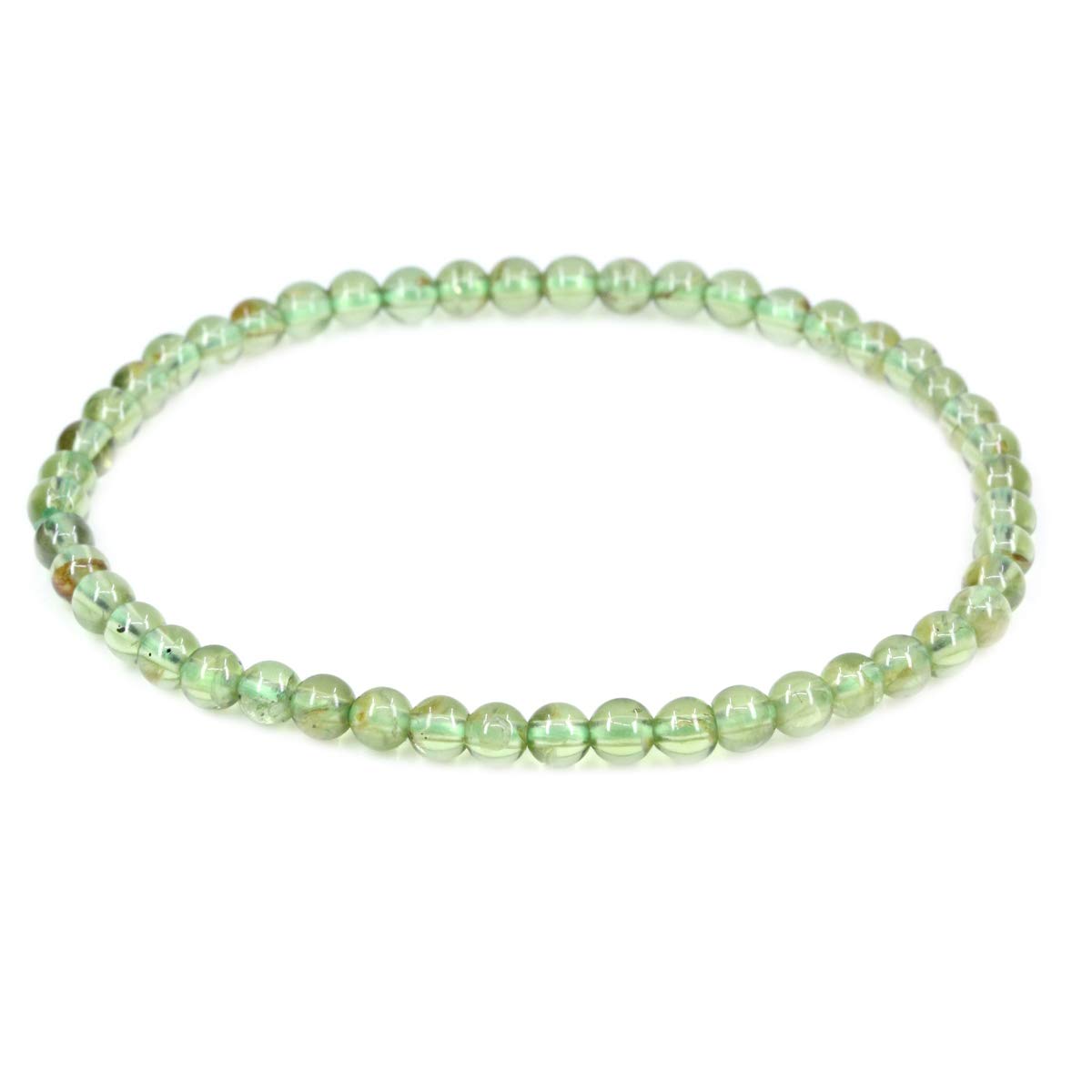 CHENYUE Natural Green Olivine Quartzite Peridot 4mm Round Beads Stretch Bracelet 7" Unisex
