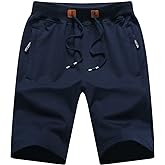 QPNGRP Mens Shorts Casual Drawstring Zipper Pockets Elastic Waist