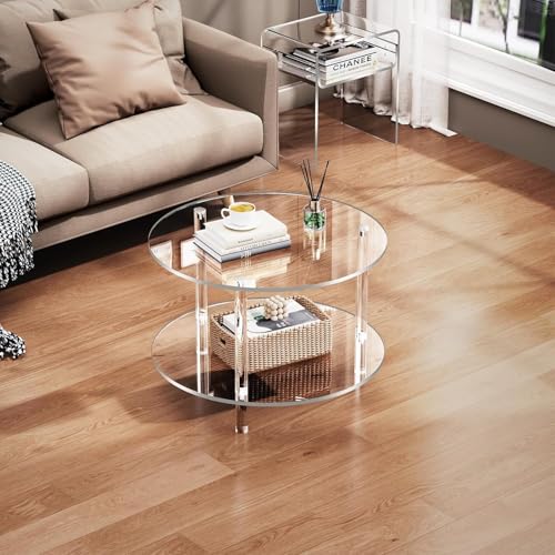 Solaround Acrylic Side Table, Bedside table Nightstand, Transparent Acrylic Tables (Clear)