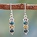 NOVICA Artisan Handmade Citrine Dangle Earrings Turquoise Sterling Silver Reconstituted Yellow Blue India Birthstone [1.6 in L x 0.2 in W x 0.2 in D] Sunshine and Sky