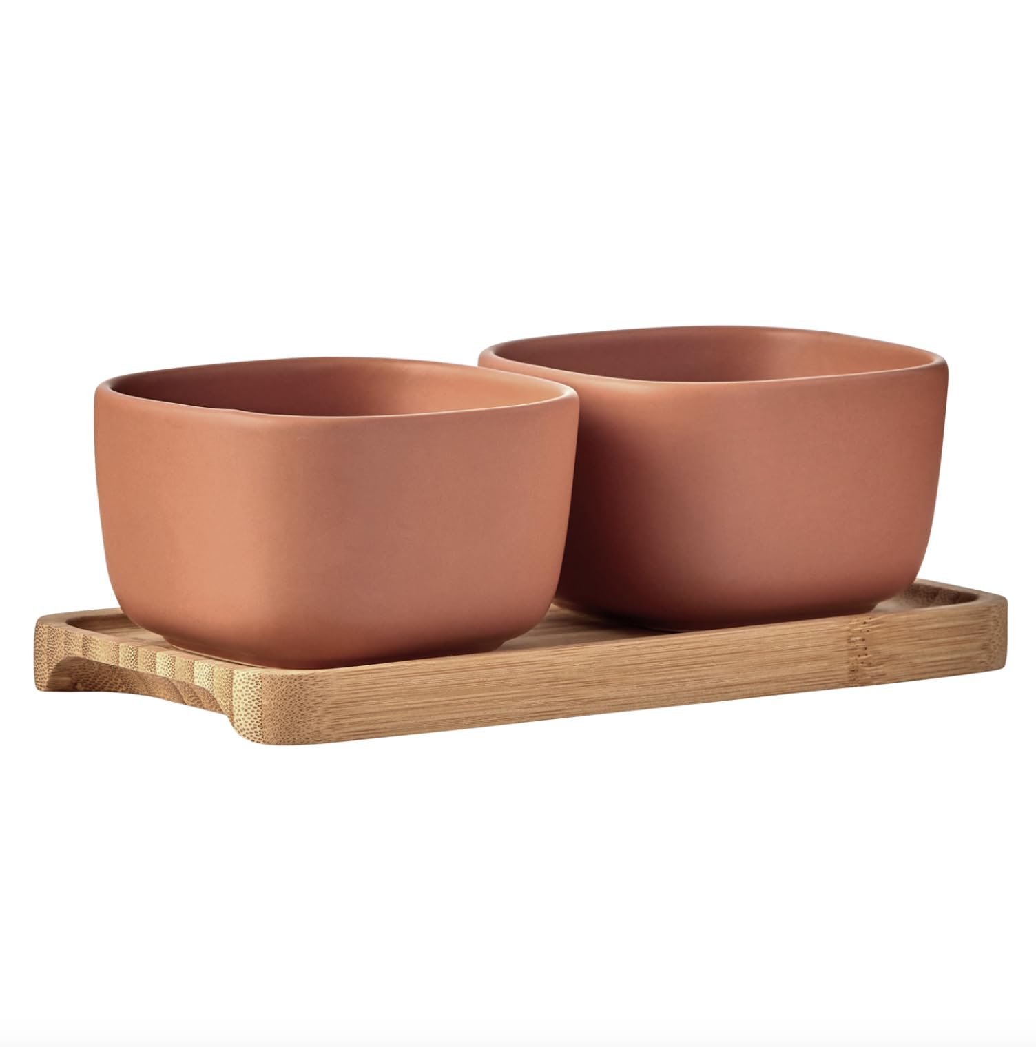 BIA International -Set of 2 Share Square Bowls Terracotta - Modern Terracotta Bowls