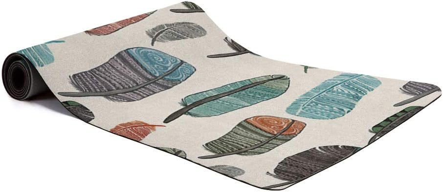 OUR WINGS Yoga Mat Non Slip Thick Yoga Mats with Carrying Strap,Exercise & Workout Mat for Yoga Fitness Pilates, Stretching, Meditation - Ethnic Vintage Pattern