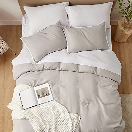 Bedsure Linen Duvet Cover Queen Size 100 French Linen 3 Piece Flax