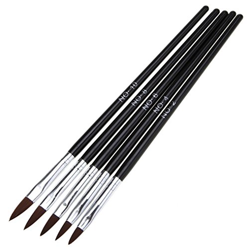 Sunfei 5pcs/set UV Gel Acrylic Nail Art Brush Drawing Dotting Drill Pen Builder Painting Pen Design Nail Art Tools (B)
