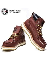 ROCKROOSTER - Botas de trabajo para hombre, puntera suave, zapatos de piel impermeables de seguridad, ancho EE-Normal AP360