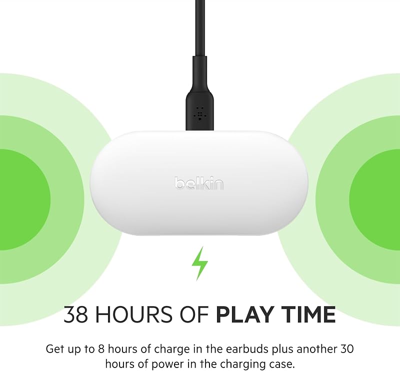 auriculares True Wireless SOUNDFORM Play preconfiguraciones de ecualización, certificación IPX5, 38 horas de autonomía, iPhone, Galaxy, y otros, blancos
