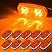 NPAUTO Partszone 10Pcs Amber Side Marker Lights Double Bullseye 10 LED Trailer Clearance Light Bulls Tiger Eye for Truck RV Boat Camper Trailers