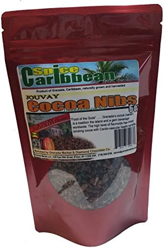 Cocoa/Cacao Nibs by "Jouvay" ( 6 oZ in resealable pouch), Product of Grenada, Caribbean