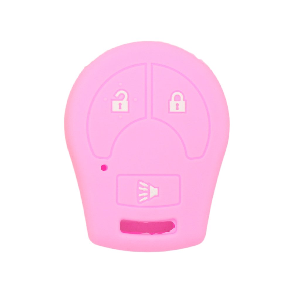 BROVACS Silicone Cover Protector Case Holder Skin Jacket Compatible with NISSAN 3 Button Remote Key Fob CV2506 Pink
