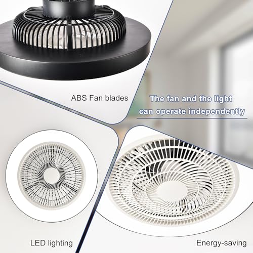 Depuley Recessed Ceiling Fan: 20 inch Discreet Ceiling Fans for Bedroom with Lighting - Application and Remote Control Black Bladeless Fan for Kitchen