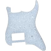 KAISH 11 Hole ST/Strat Style One Humbucker Guitar Pickguard Scratch Plate for Delonge Stratocaster/Strat White Pearl