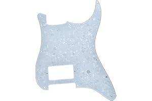 KAISH 11 Hole ST/Strat Style One Humbucker Guitar Pickguard Scratch Plate for Delonge Stratocaster/Strat White Pearl