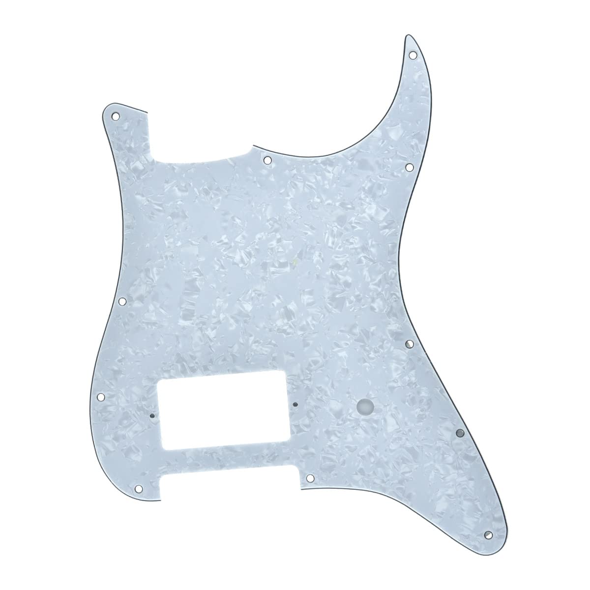 KAISH 11 Hole ST/Strat Style One Humbucker Guitar Pickguard Scratch Plate for Delonge Stratocaster/Strat White Pearl